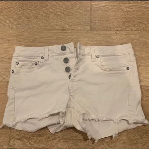 All Saints White Button Down Cutoff Shorts Denim